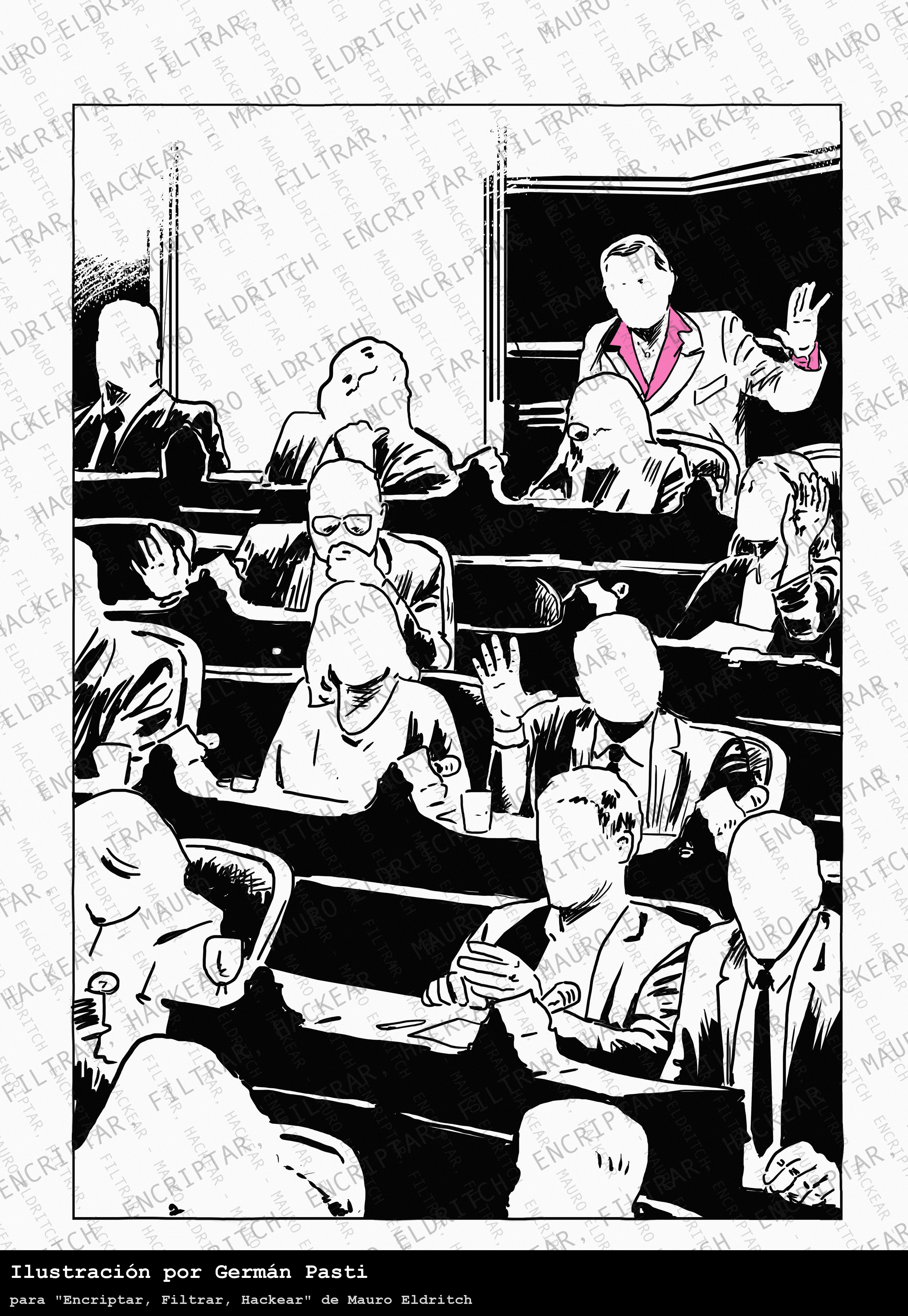 Asamblea votando a mano alzada